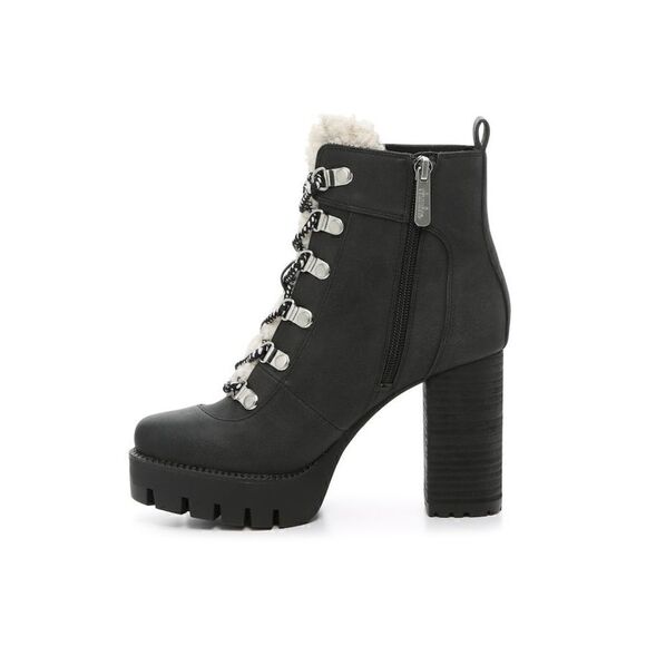 CHARLES BY CHARLES DAVID WEARY FAUX NUBUCK AND FAUX-FUR PLATFORM ANKLE BOOTS - Picture 4 of 16